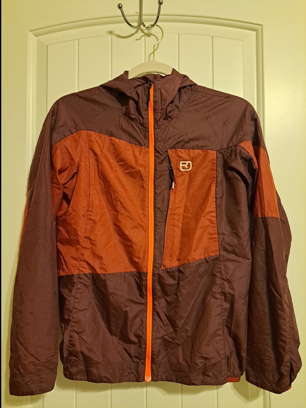 Ortovox Merino Windbreaker Jacket Colorblock Red Orange S